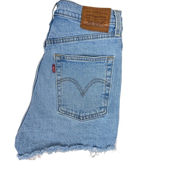 Levis 501 Ribcage Denim Shorts Women's Size 27 Light Wash Distressed Frayed - Picture 5 of 9